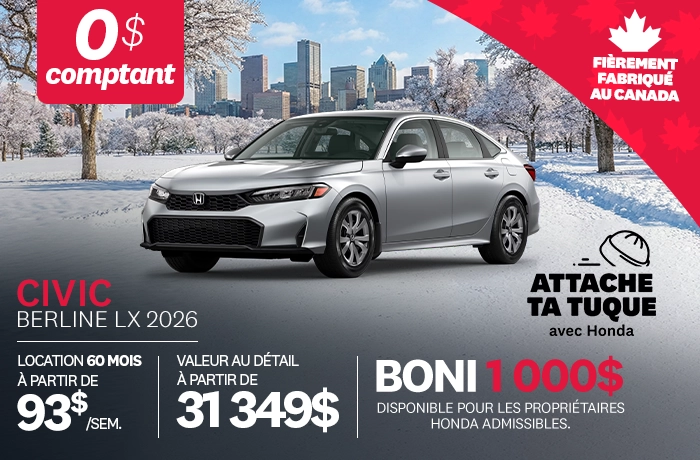 Bannière de Promotion Civic LX 2026